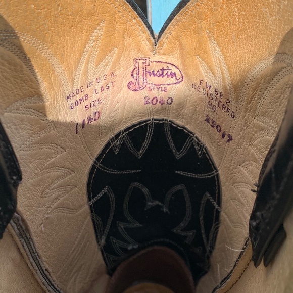 Vintage Justin Cowboy Boots Black size 11 1/2 D Made in USA - Picture 11 of 11